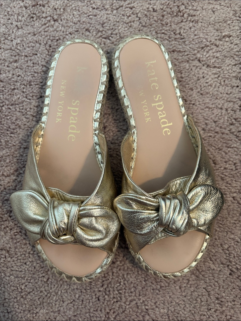 kate spade Metallic Gold Knotted Leather Sandals